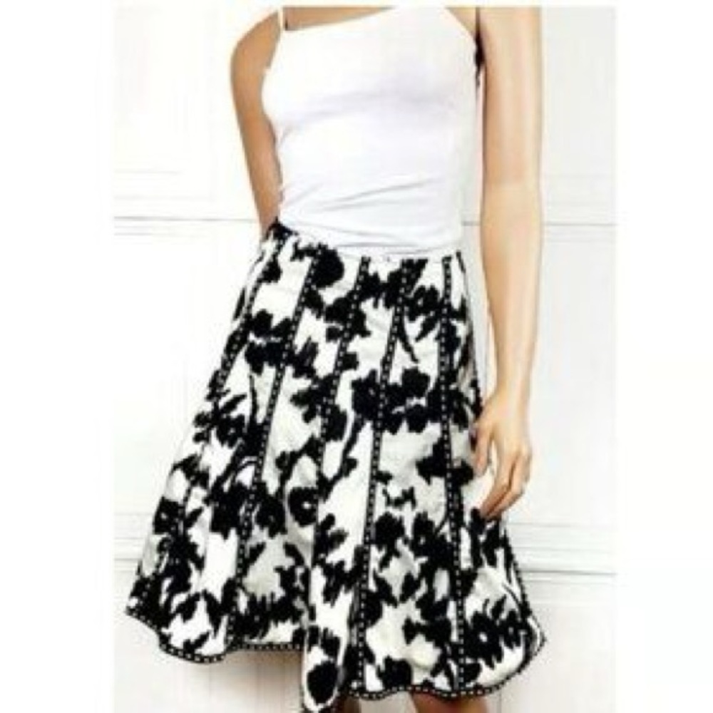 NWT CAbi Dashing Embroidered Flared Mini Skirt, 12
